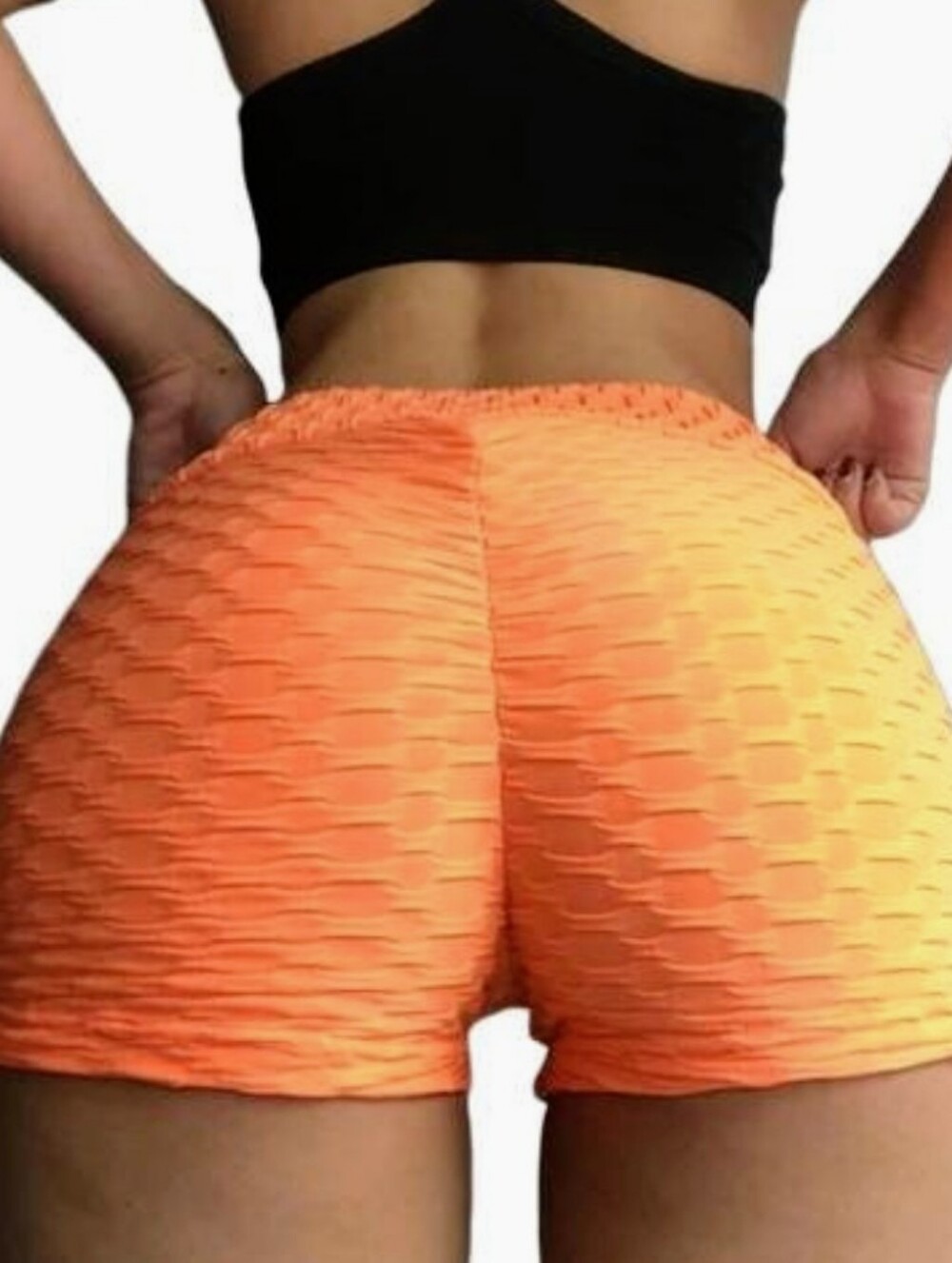 High-Waist Orange Textured Women’s Shorts